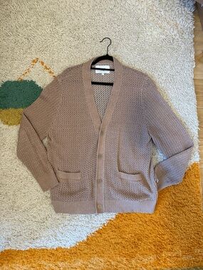 Corridor Taupe/Tab Knit Button-Front Cardigan Sweater